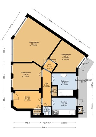 Floorplan - Reinwardtstraat 34, 2522 AD Den Haag